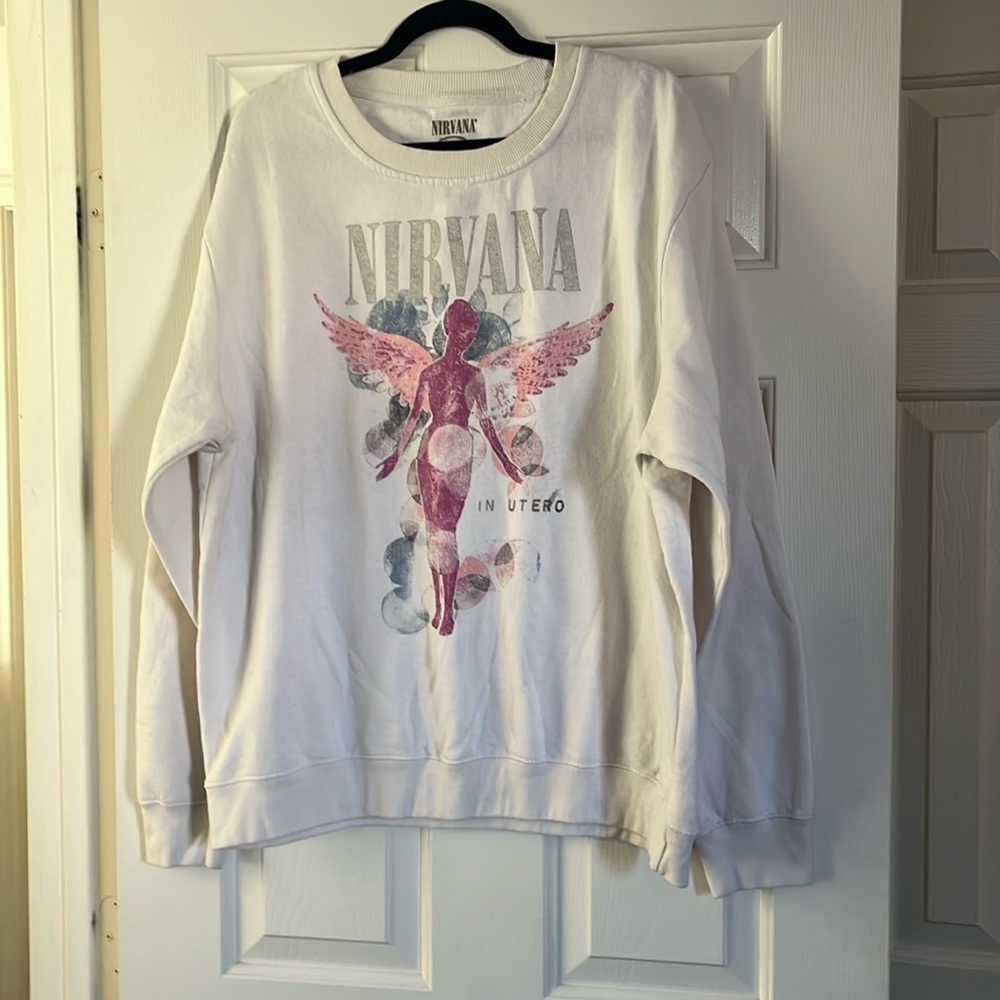 Nirvana Woman’s In Utero White Fleece Lined Sweatshirt Sz XXL